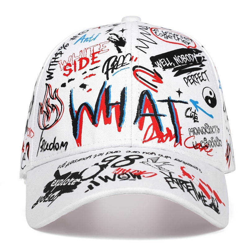 1 Men's Edgy Graffiti-Style Baseball Cap - "Nobody's Perfect" & More Messages, Adjustable Fit, Sun Protection, Polyester, Hand-Washable for Casual Spring/Summer Wear