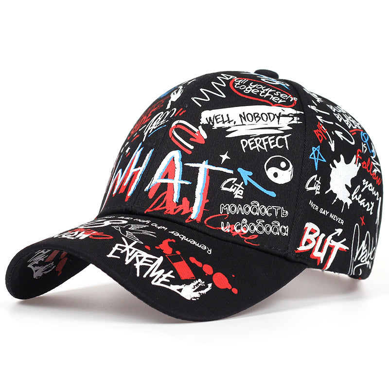 1 Men's Edgy Graffiti-Style Baseball Cap - "Nobody's Perfect" & More Messages, Adjustable Fit, Sun Protection, Polyester, Hand-Washable for Casual Spring/Summer Wear